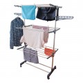 Foldable clothes drying rack on castors - 3 levels